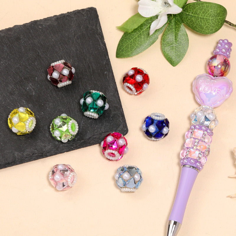 Wholesale 10pcs/pack Heavy-duty colored diamond pearl diamond ball DIY through-hole beading